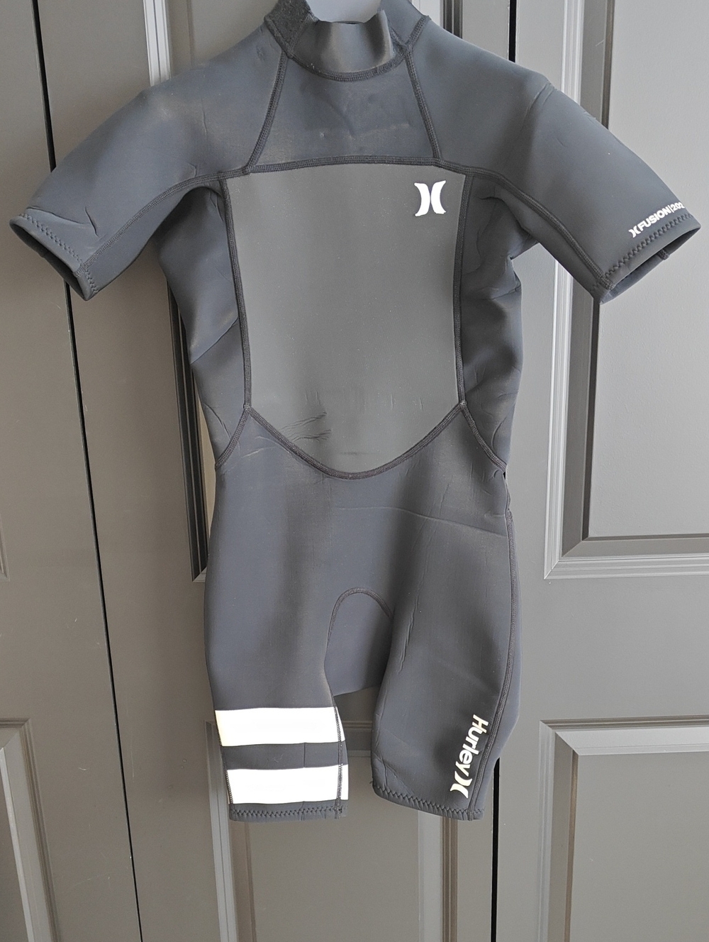 Hurley Kids Black Short Sleeve 2/2 Neoprene Springsuit with White Stripes